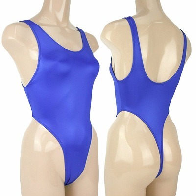 ウェット光沢生地ストレッチレオタード ブルー(コスプレ衣装)