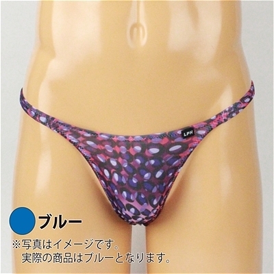 メンズ バブル柄2wayノーシームTバック (ブルー) Lサイズ(ランジェリー)