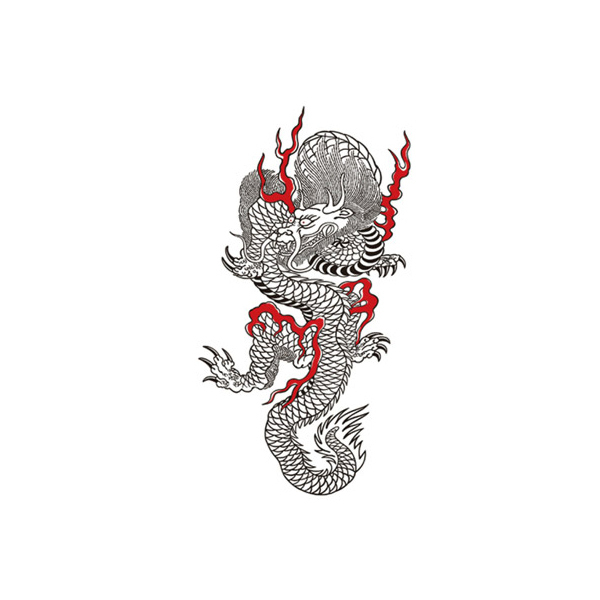 タトゥーシール 線画・黒ドラゴン