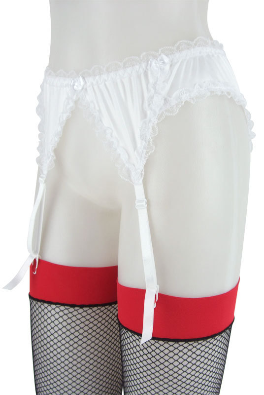 レースフリルグロスガーターベルト ホワイト