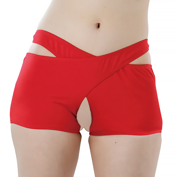 ユニセックス クロッチオープンクロスセパレートショーツ (レッド)