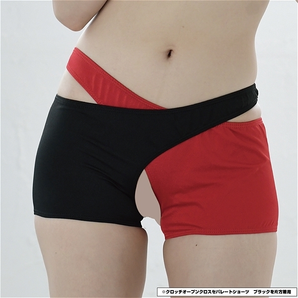 ユニセックス クロッチオープンクロスセパレートショーツ (レッド)