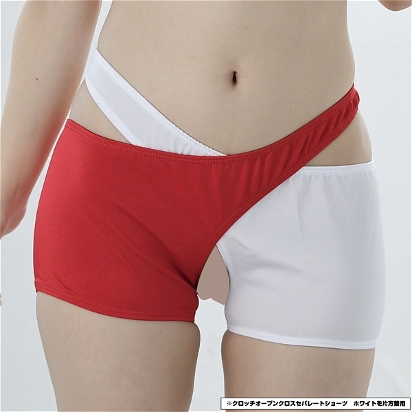 ユニセックス クロッチオープンクロスセパレートショーツ (レッド)