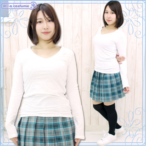 アメリカ製の高品質な綿100%レディースVネック長袖カットソー 白 Sサイズ