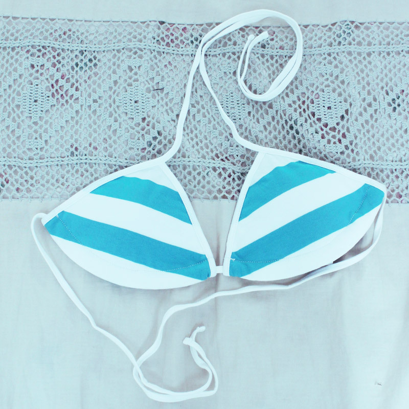 【1200円★数量限定】ボーダー三角ビキニブラ(しま三角ブラ)<お一人様1点限り>