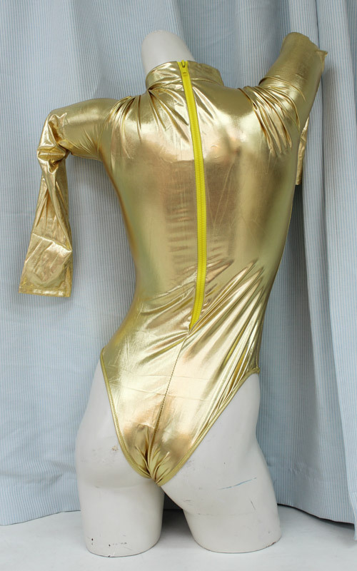 【2190円★数量限定】長袖ハイネックレオタード ゴールド M<お一人様1点限り>