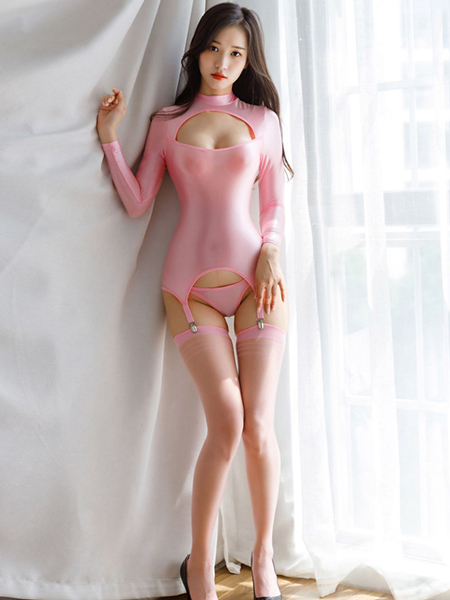 目が離せないボディースーツ3点セット ピンク