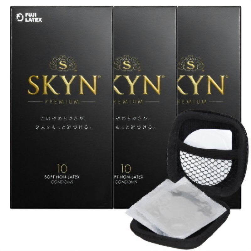 ＳＫＹＮ（スキン）　１０個入×３箱　＋　コンドームケースセット