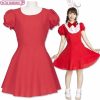 セレクトコス　パフスリーブワンピース　レッド